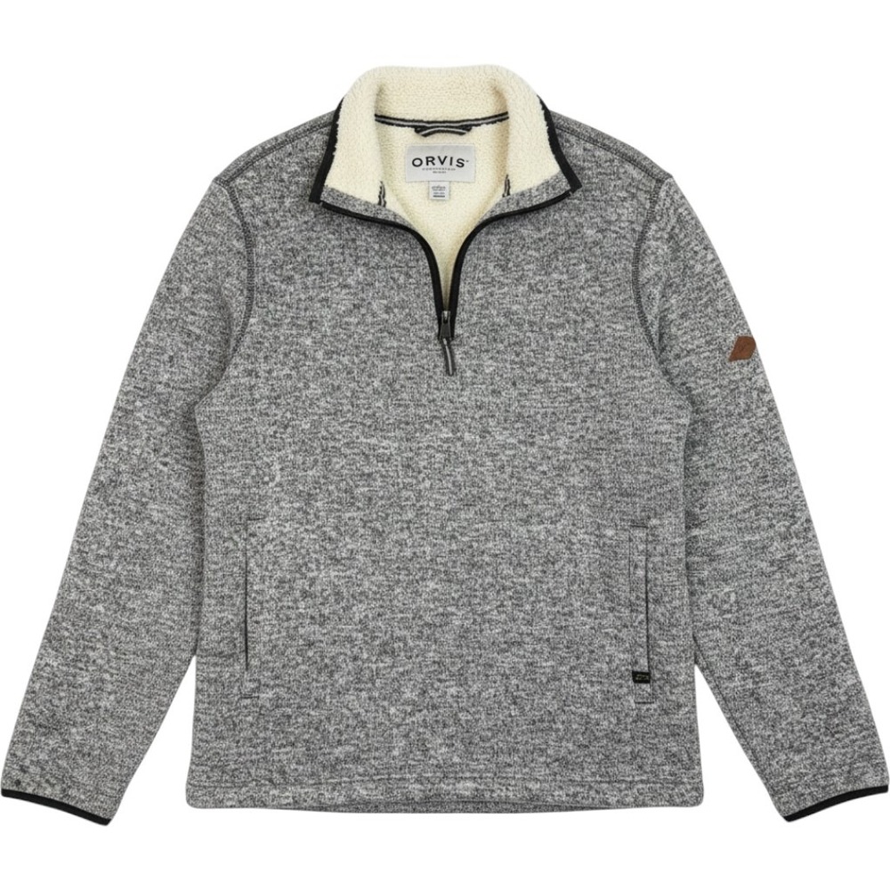Orvis Men's Sherpa Lined Quarter Zip Pullover Sweater Gray Jacket Size M